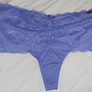 Cacique Lace Wide-Side Thong Panty(Deep Periwinkle(26-28)